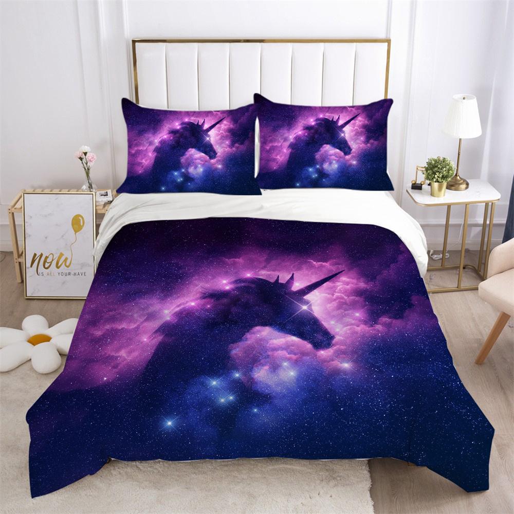Комплект постельного белья с принтом единорога, королевский размер, подростковая постельная одежда, мягкий высококачественный полиэстер, модный домашний комплект постельного белья