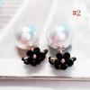 1 Pairs Fashion Simulated Pearl Ball Earrings Flower Hiphop Two Side Jewelry Double Side Stud Earring