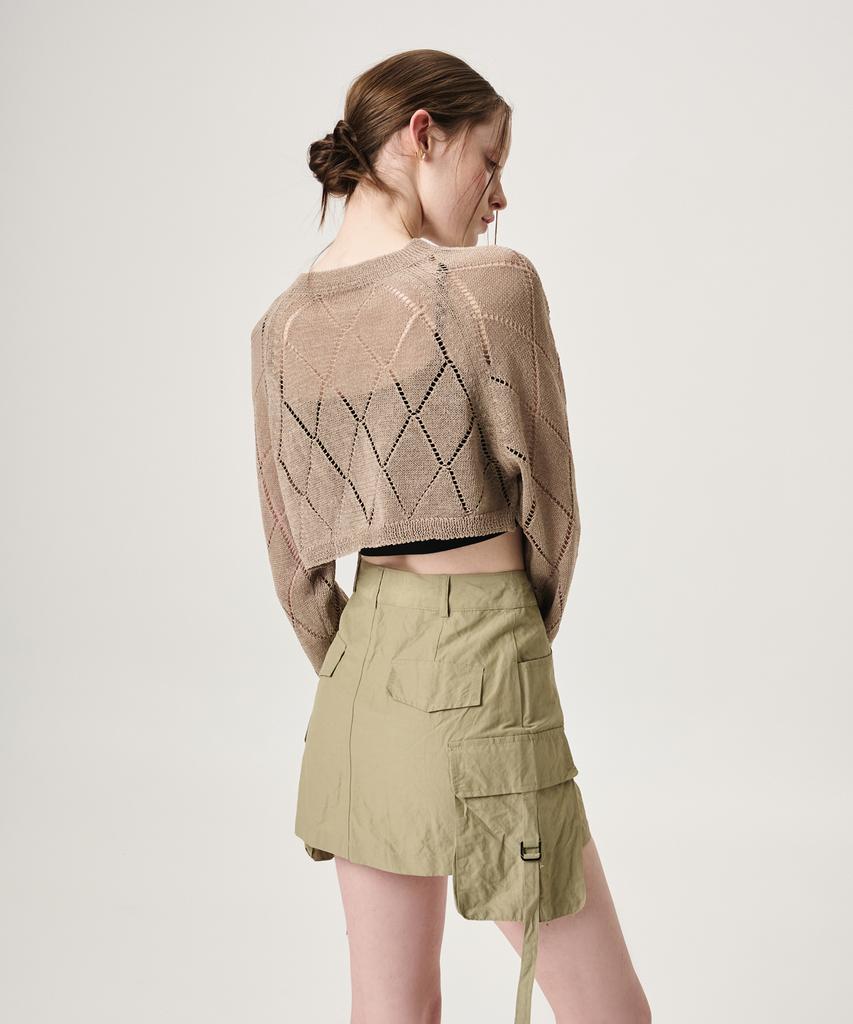 Etmont Strap Cargo Mini Skirt, Khaki