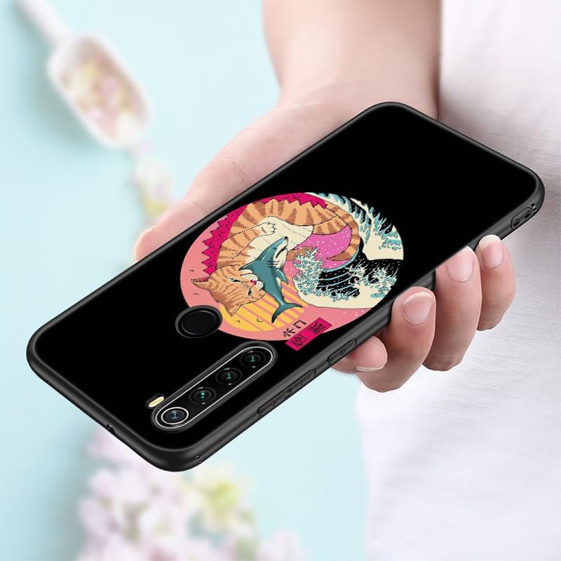 Чехол для телефона JAMULAR Neko Ramen Japan Cat Anime для Xiaomi Redmi Note 11 10 9 8 Pro 11T 10T 10S 9S 8T 9 9A 9C 9T, черный мягкий чехол