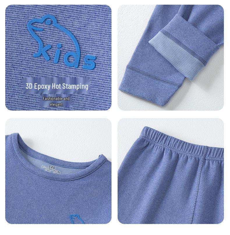 2025 Autumn/Winter Children's Double-Sided Brushed Wool Silk Warm Underwear Set for Boys and Girls