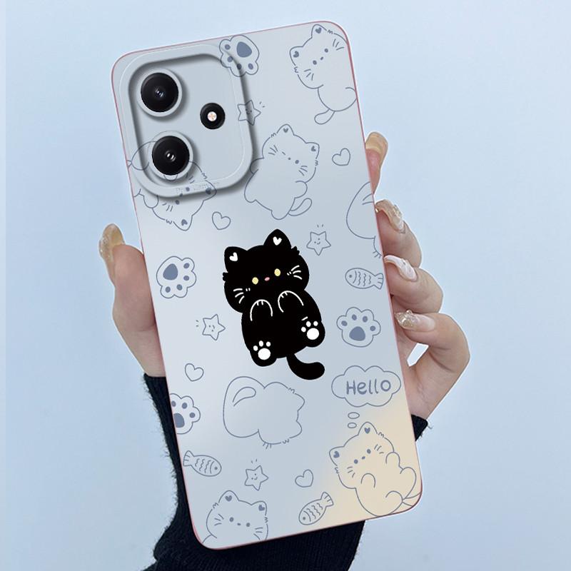 Phone Case For Xiaomi POCO M6PRO 5G Redmi Note 12R 5G Cute Panda Sweet Girls Cats Shockproof Silicone Back Cover For Redmi 12 5G