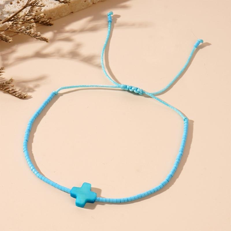 Элегантный браслет-крестики ручной работы из разноцветных бусин, регулируемый ювелирный аксессуар для повседневной носки, богемный стиль