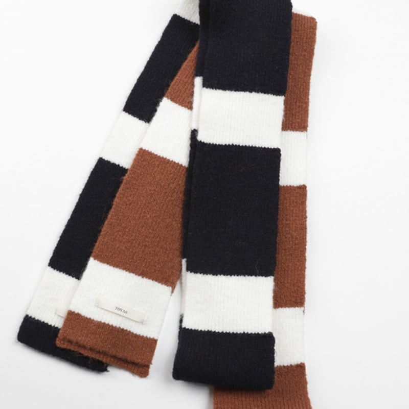 Шарф-муфта TOVAS в полоску из шерсти_Кирпичный