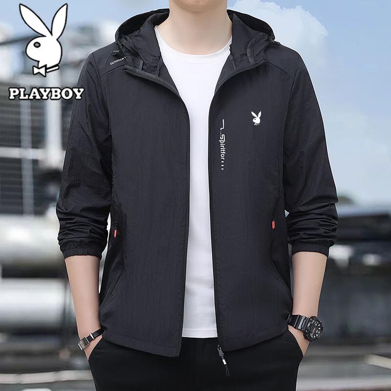 PLAYBOY Мужская легкая куртка с капюшоном для защиты от солнца