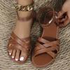 Весенне-летние новые модные сандалии на плоской подошве, модные универсальные сандалии с перекрестными ремешками