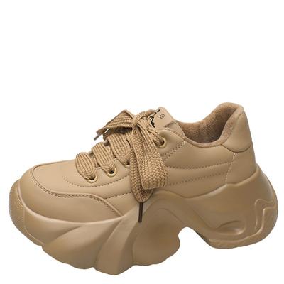 Мода 7 см Женские кроссовки Обувь на платформе Кожаные Теплые Повседневные Спортивные туфли Женские Уличные Беговые Вулканизированные туфли Zapatillas Mujer