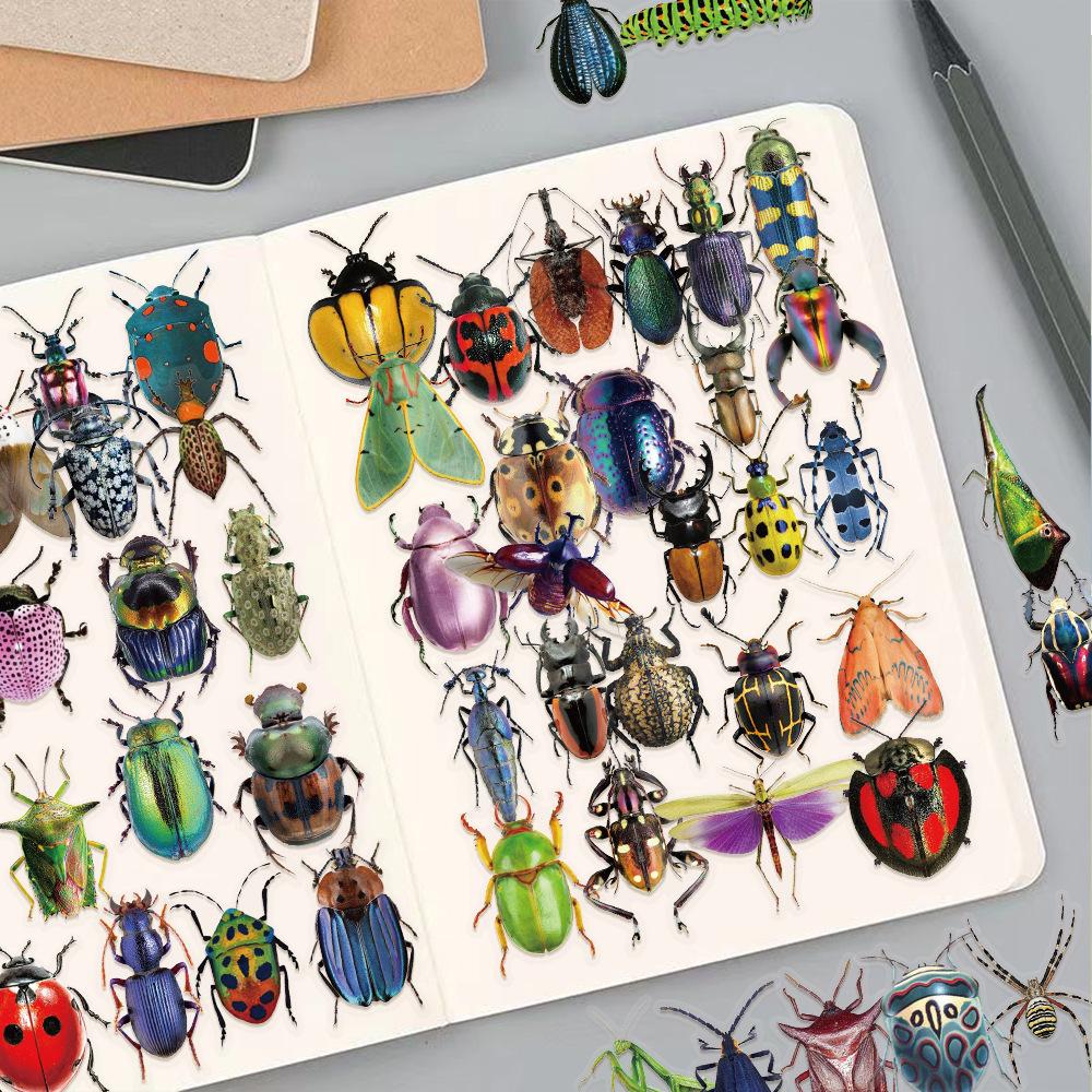 50Pcs/Set Colorful Insects PET Clear Stickers Waterproof DIY Fashion Doodle Decals Stickers (5 Styles)