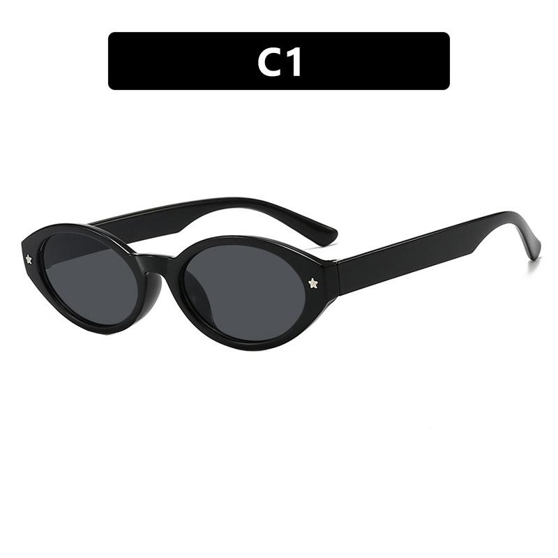 Black Small Oval Women Sunglasses Fashion Leopard Print Retro UV400 Protection Colorful Shades