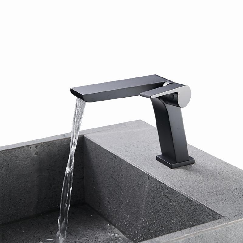 Black/Grey Fashion Wash Basin Sink Faucet Deck-mounted Single Handle Single Hole Sink Taps Cold and Hot Mixer forBathroom
