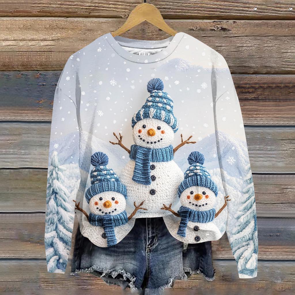 Женский рождественский спортивный худи с длинными рукавами и круглым вырезом