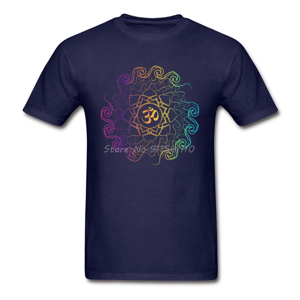 Специальные мужские футболки на заказ Цветная футболка с мандалой энергии Ом Геометрическая одежда для муай-тай Взрослый большой размер Черная футболка Топы