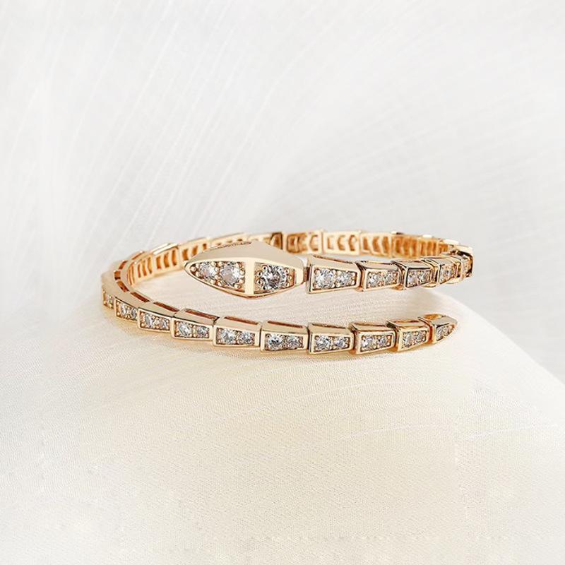 Snake Rhinestone Bangle Bracelet Women Wedding Party Accessories