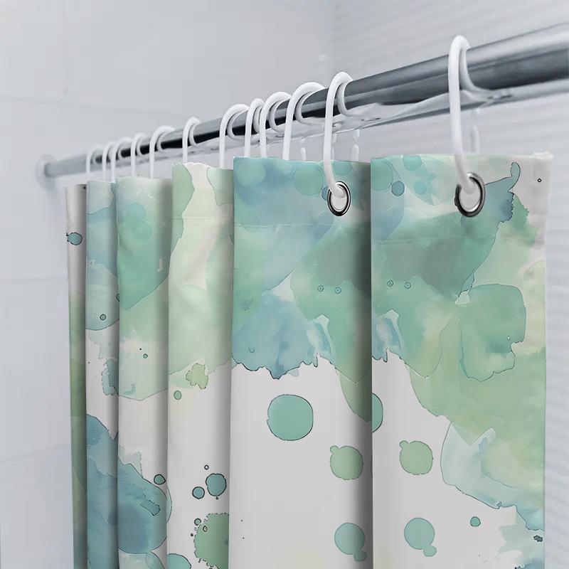 Акварельный Абстрактный Принт Шторка для Душа Сине-Зеленый Омбре Декор для Ванной Водонепроницаемая Ткань С Крючками Для Ванны Легко Чистить