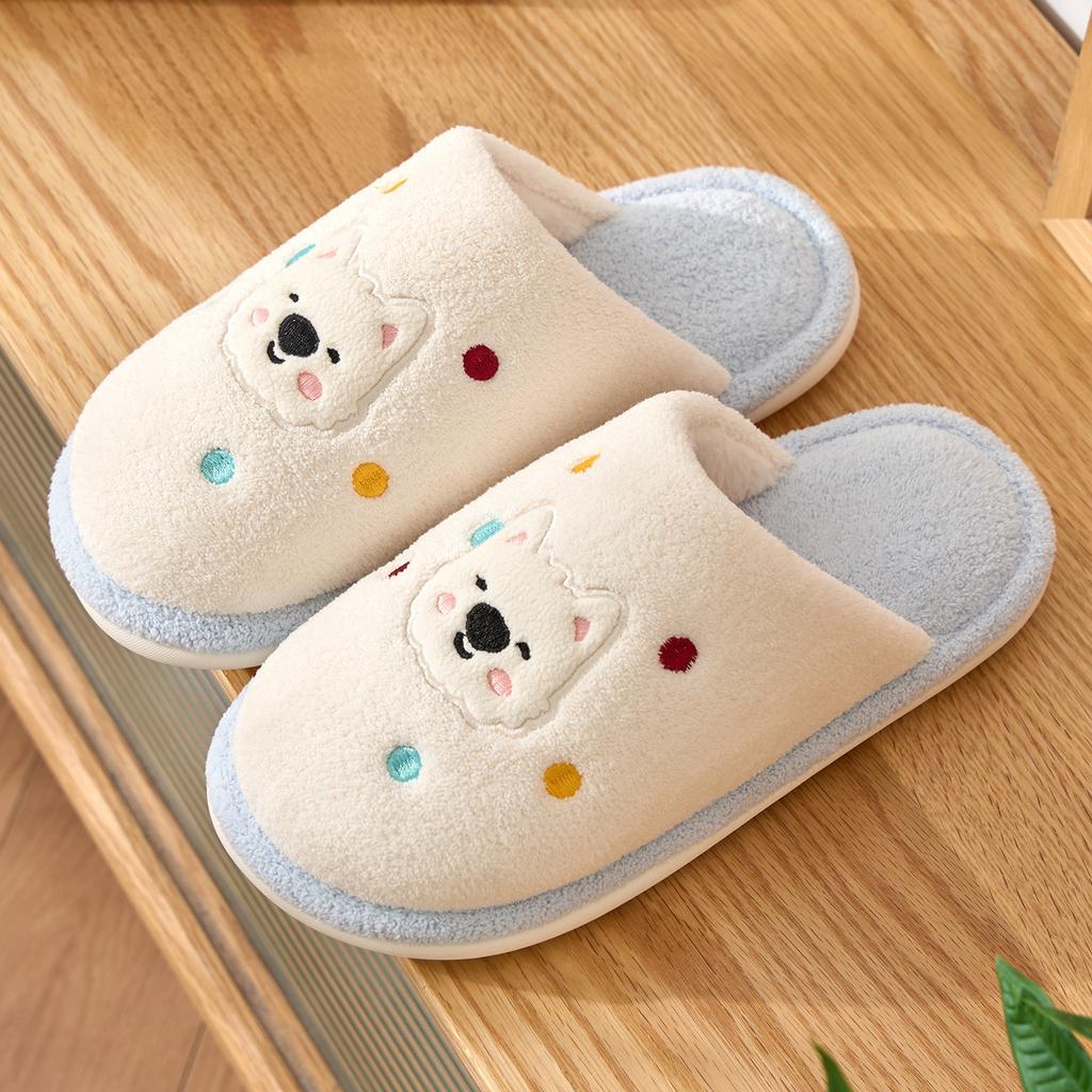 Non-slip and Antibacterial Cotton Slippers Autumn and Winter 2025 New Home Non-slip and Warm Couples Four-season Silent Slippers
