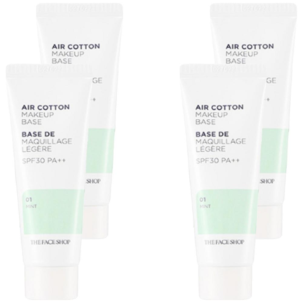 The Face Shop Air Cotton Makeup Base 35g, Mint, 4 pcs