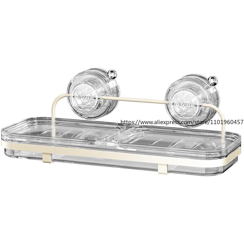 Мыльница на присоске, настенное крепление, без сверления, роскошная двухслойная мыльница для ванной комнаты с дренажем