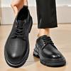 Men Leather Oxfords New Arrival Chunky Heel Breathable Business Casual Shoe Non-Slip Rubber Sole Durable All-Season Formal Shoes