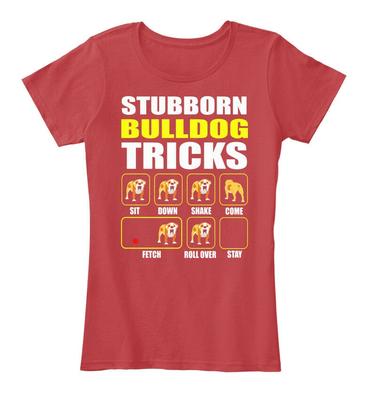 Футболка унисекс премиум-класса с изображением английского бульдога Stubborn Tricks Funny Bull Sit