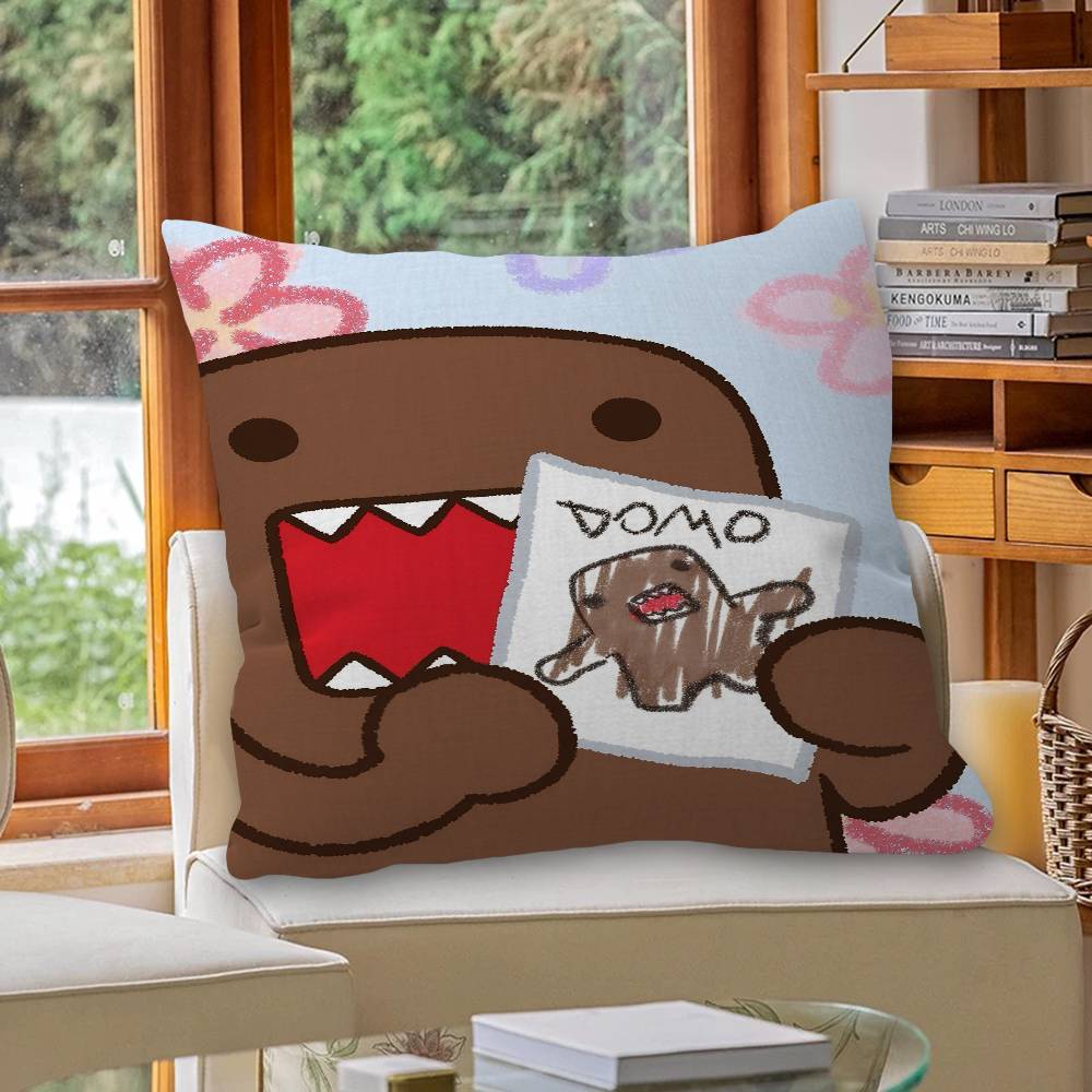 Милая Наволочка с Дизайном Domo-Kun и Кленовыми Листьями Счастливый Осенний Урожай Декор Праздничный Декор Наволочка для Подушки