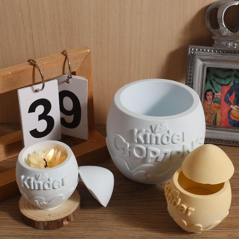 1 шт. Яйцо-сюрприз Kinder Magic Egg Чашка-свеча Силиконовая форма Любопытное яйцо Гипсовая коробка для хранения, Домашнее пасхальное украшение