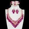 Exaggerated Jewelry Crystal Gem Necklace Earrings Four-Piece Women'S Dress Dinner Accessories