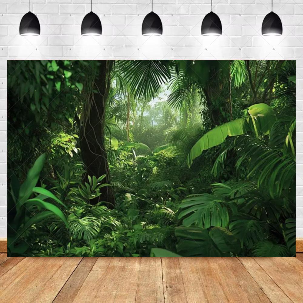 Tropical Rainforest Photography Backdrop Forest Jungle Green Tree Background Natural Scenery Party Decoration Photo Studio Prop