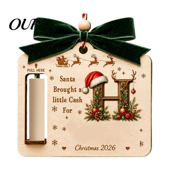 Holiday Money Gift Box for Students Personalized Letter Christmas Holder Cash, Wooden Alphabet Hanging Cash Creative Birthday Party Ornament