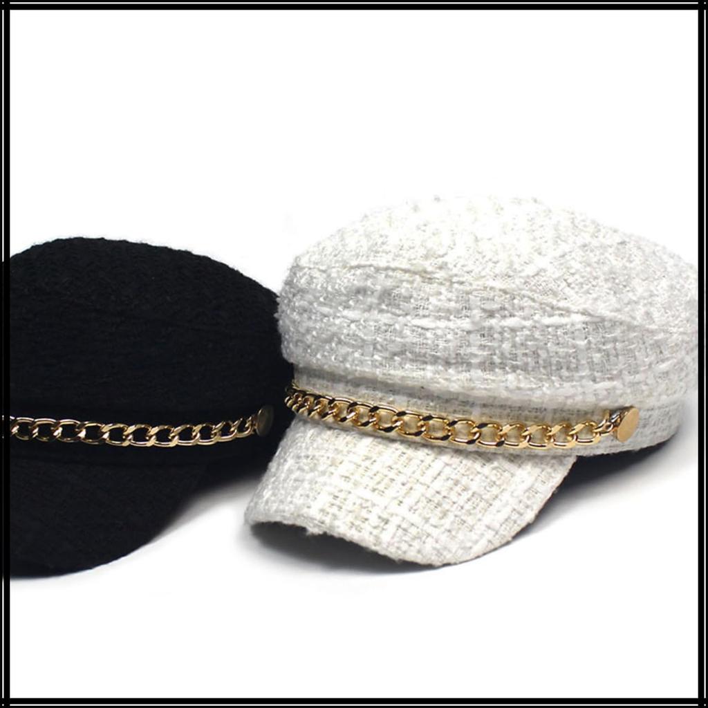 Морская кепка Твидовая кепка газетчика Черно-белая шляпа для выхода в свет Путешествий CZ308 [Белый Клык] Женская (белый)