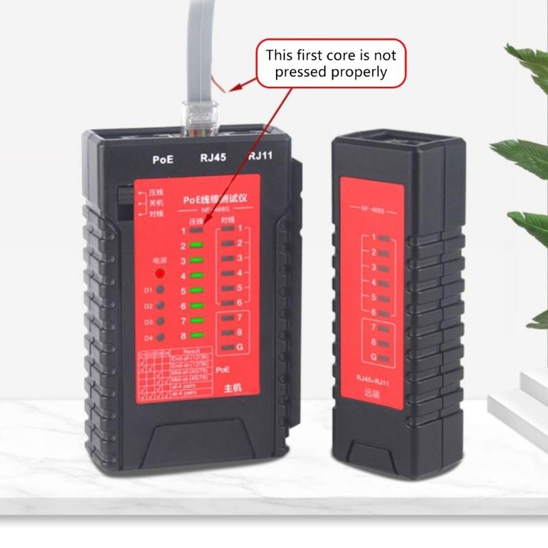 Тестер Ethernet-кабеля со светодиодными индикаторами Многофункциональный инструмент для Интернета Прост в использовании для RJ11 RJ12 RJ45 CAT5 CAT6 CAT7