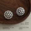 Retro woven gold hollow ball stud earrings French court relief diamond earrings light luxury high-end temperament earrings women