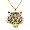 Exaggerated Green Eyes Tiger Head Pendant Necklace Men's Cool Nightclub Disco Accessories Pendant