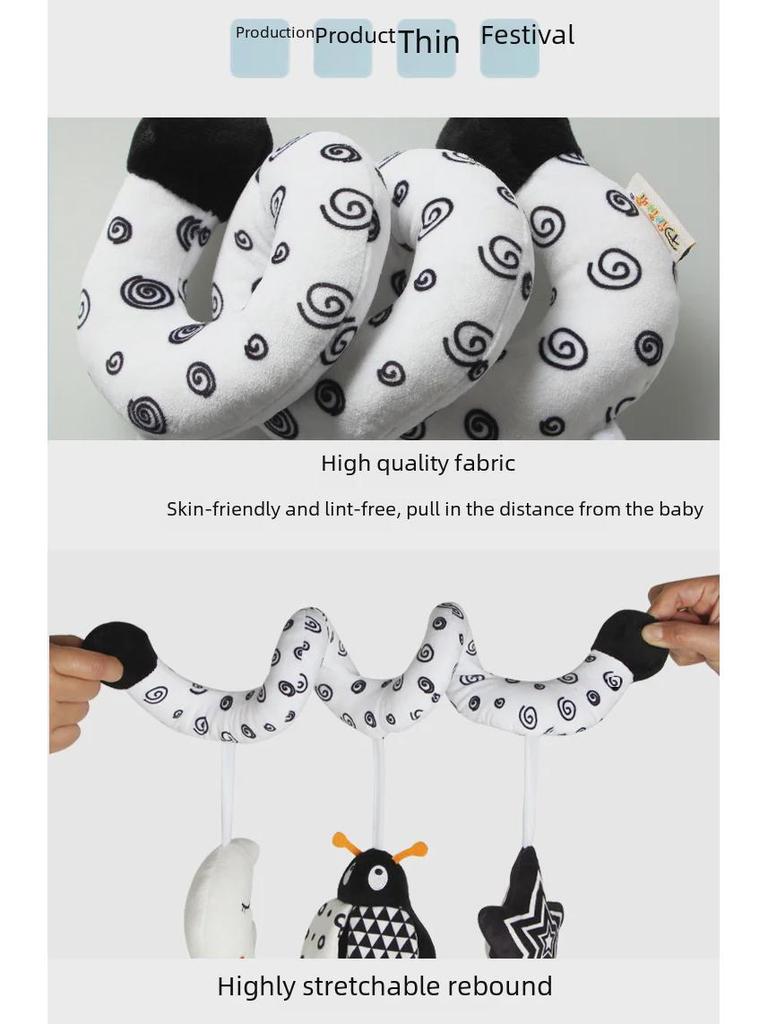 Подвесная игрушка для кроватки и коляски Aipinqi Black & White Animal с колокольчиком