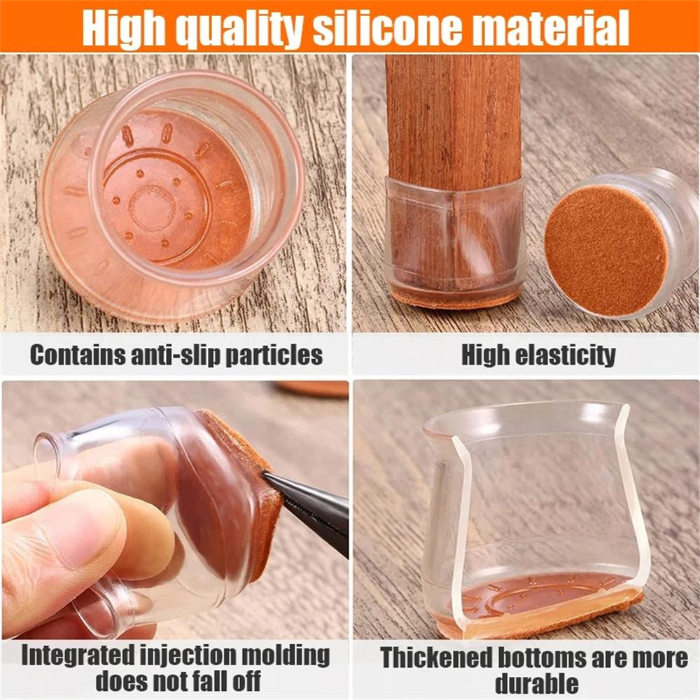 24 шт. Защитные накладки на ножки стульев для деревянных полов, силиконовые чехлы для стульев, накладки на мебель, слайдеры с обернутым войлоком дном