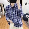 Plaid Printing Shirts Women’s Casual Oversized Loose Extra Long Shirts with Button Long Sleeve Shirts Commuting Wear