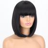 LISI HAIR Женский прямой парик боб длиной до плеч с челкой, синтетическое волокно, натуральный черный, повседневная одежда, парик Боб для косплея