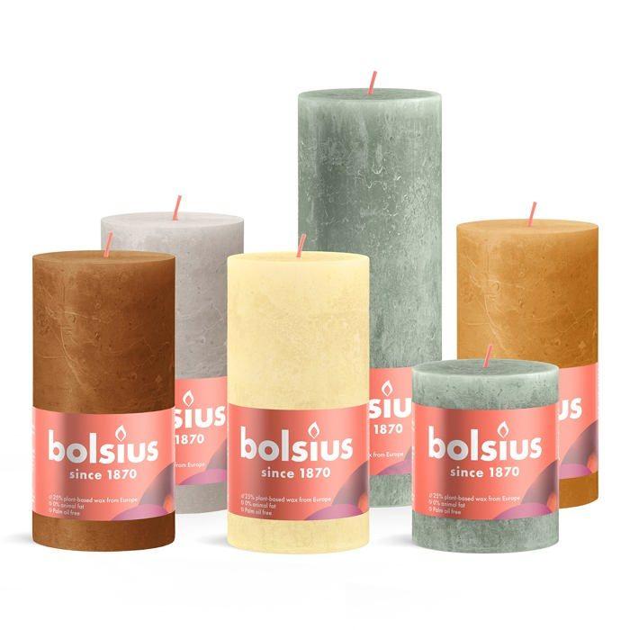 Bougie - Bolsius - Rustique - Cire naturelle - Ambiance scandinave - Longue durée de combustion