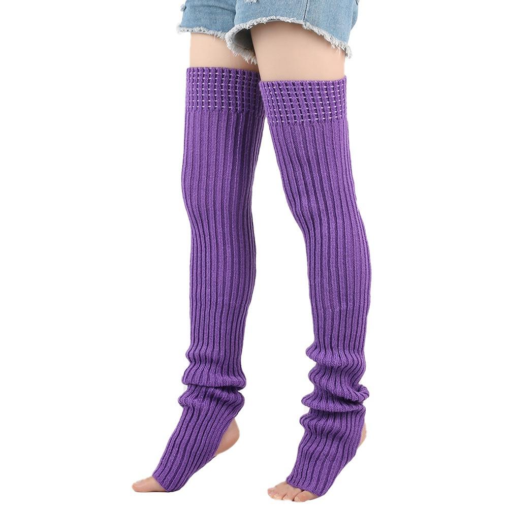 Solid Color Leg Warmers Knitted Warm Foot Cover Female Legwear Boot Socks Yoga Practice
