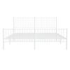 Metal Bed Frame with Headboard and Footboard White 193 x 203 cm