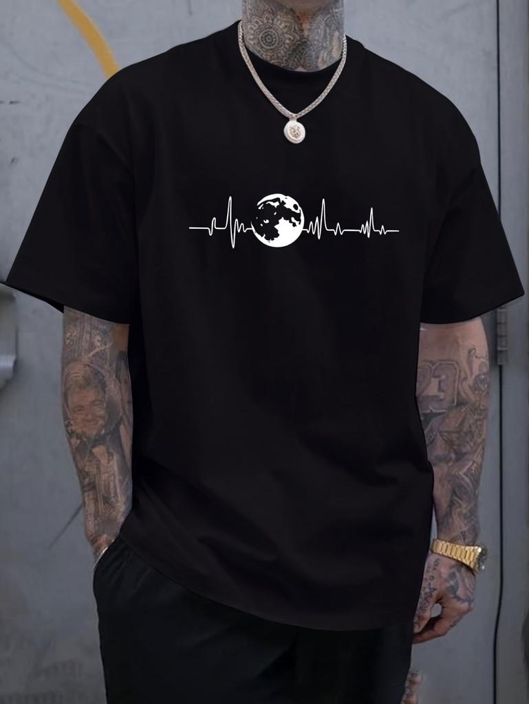 Men's Plus Size Summer Short-Sleeve Graphic Print T-Shirt Versatile Inner Layer Base Tops Casual Sports High Quality Men Clothes