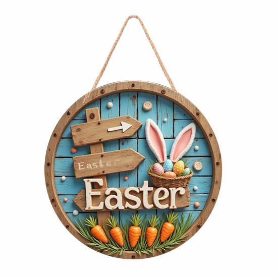 Пасхальный деревянный приветственный дверной знак в виде заячьего ушка, красочное яйцо, дверной подвесной знак, украшение на входную дверь, декоративная настенная табличка