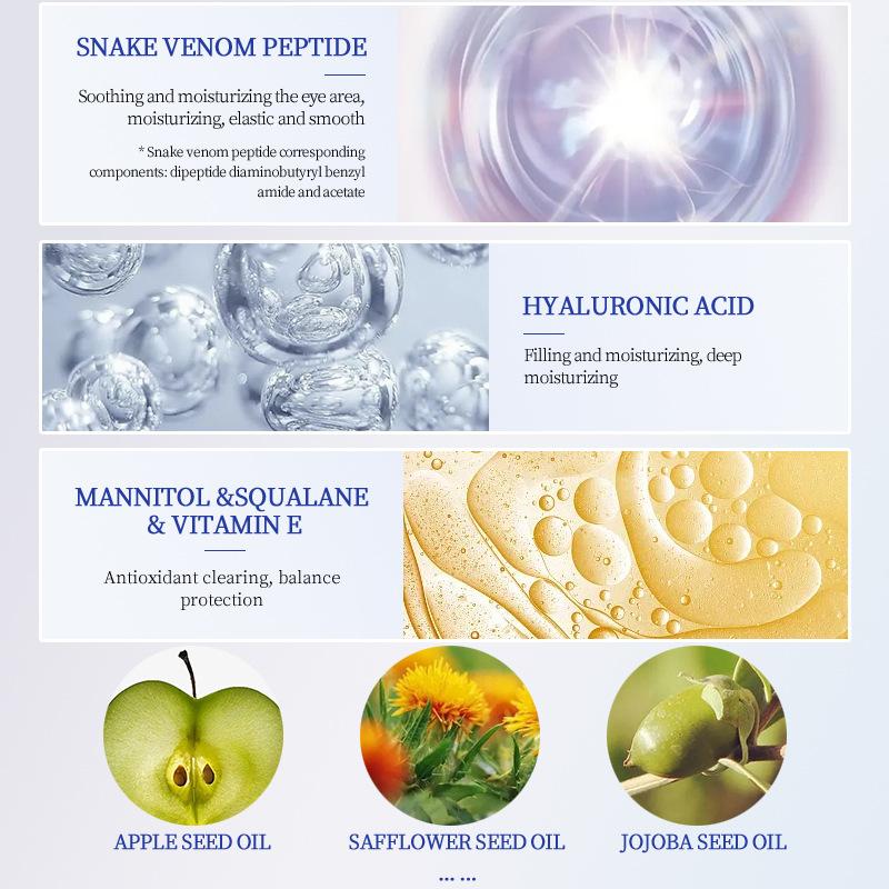 Пептид змеиного яда Замораживание сухой маски для глаз Маска для лица Увлажняющая и смягчающая морщины вокруг глаз Мешки под глазами Приподнятые линии головы Линии Дхармы Гидрогелевая маска для лица