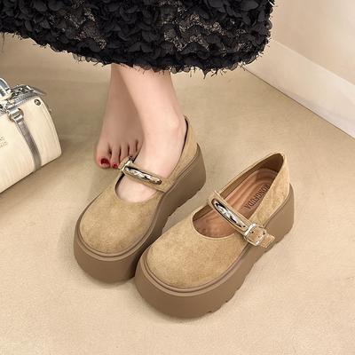 Маленький человек увеличивает рост, толстоподошвенная сумка-голова на шнуровке, ретро, популярная мода 2025 весна, новая женская верхняя одежда, одинарная обувь