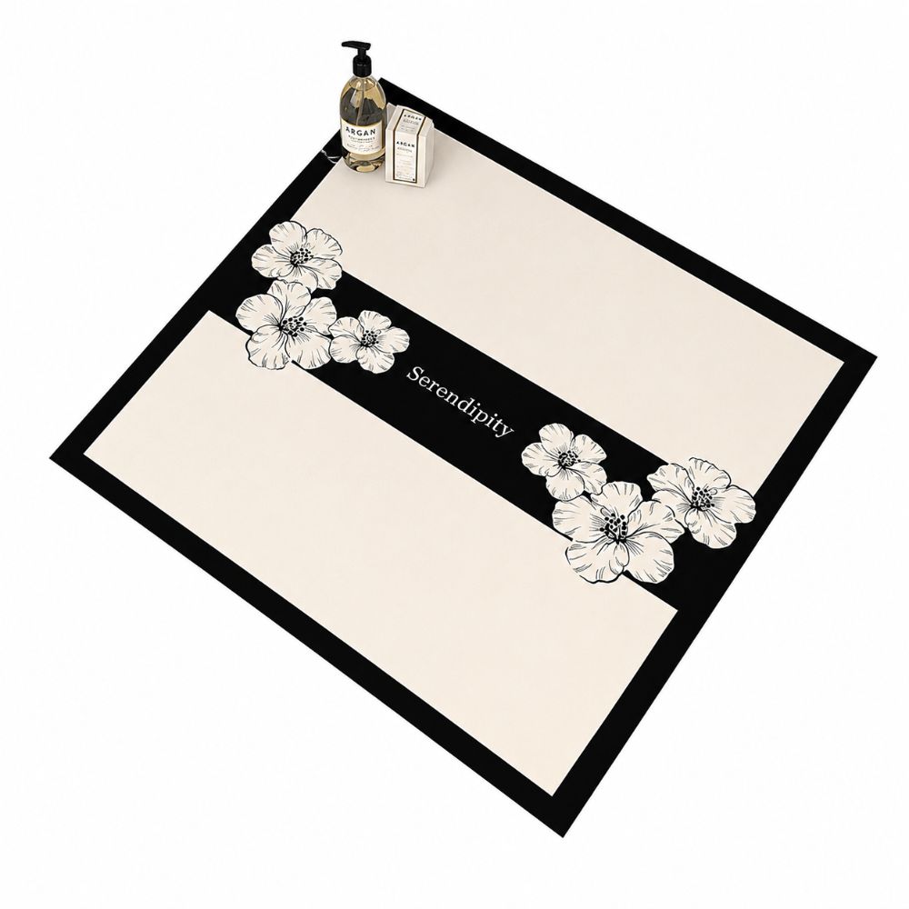 Floral Pattern Washing Machine Protector Mat Silicone Anti-Slip Dustproof Protector Mat  Home Decor