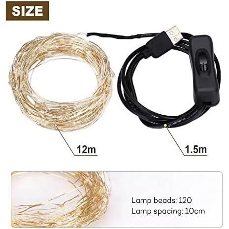 Guirlande lumineuse - WALCHO - 120 LED - 12m - Blanc chaud - Étanche IP65