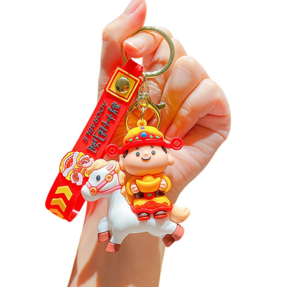 Маленький Бог Богатства Брелок Год Лошади в китайском стиле Новогодний Брелок Подвеска для школьной сумки для девочек