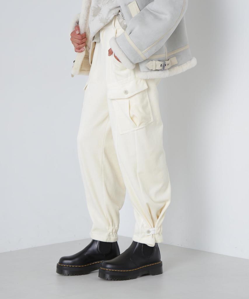 AVIREX BOYFRIEND CARGO VELOUR PANTS S ivory 783-4210601