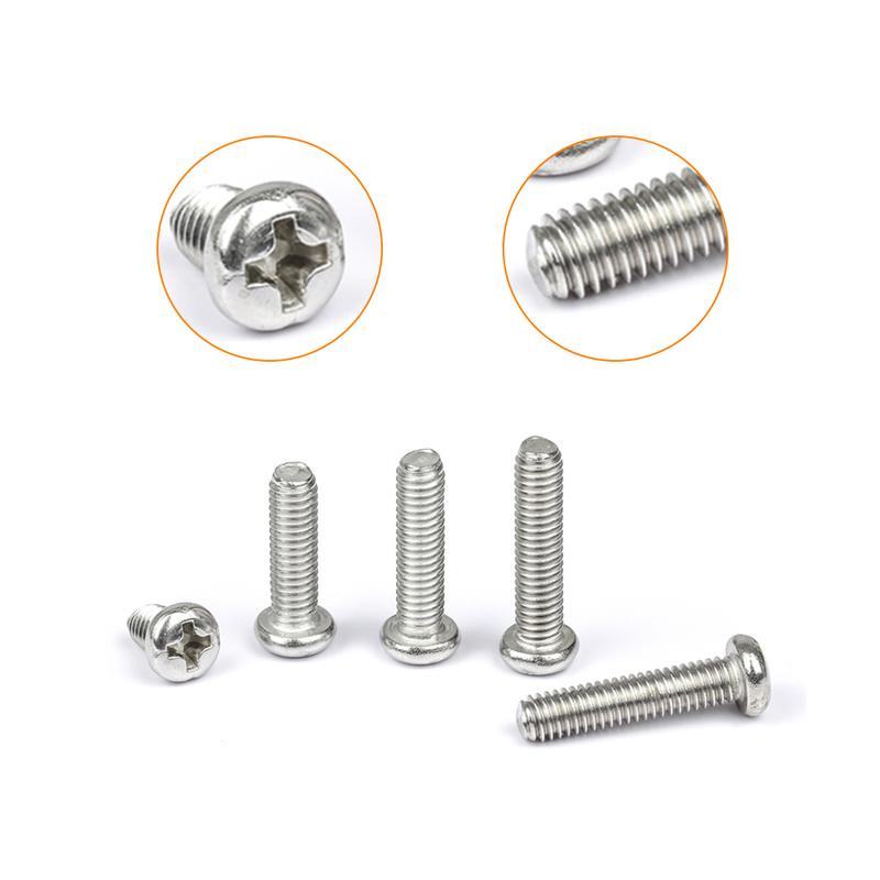 M1 M1.2 M1.4 M1.6 M2.5 M3 Metric Thread Machine Bolt Phillips Round Head Cross Screw Box Set 304 Stainless Steel Assortment Kit