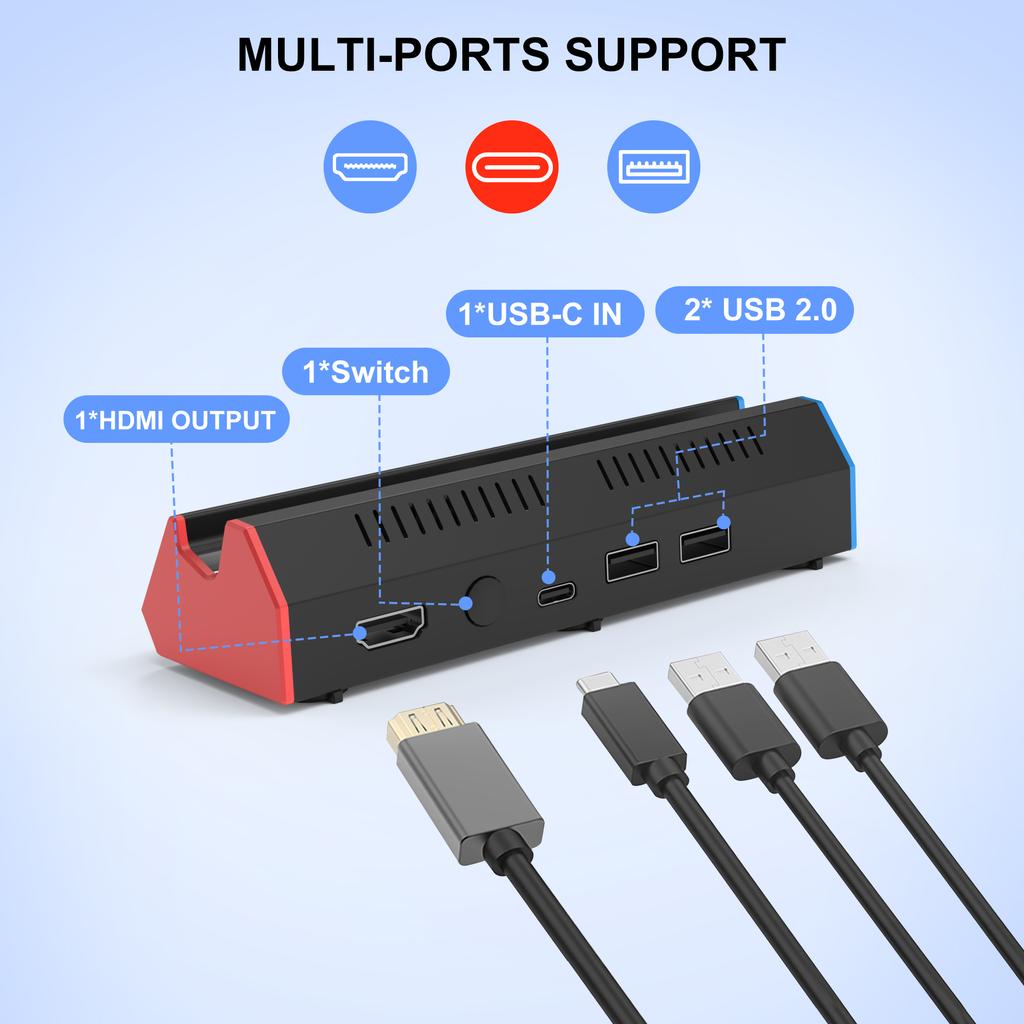 Портативная зарядная док-станция с адаптером 4K HDMI/USB 2.0/портом Type C для док-станции Nintendo Switch OLED