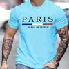 Men's 100% Pure Cotton Summer Loose Size PARIS Letter Pattern Print Casual Comfortable Round Neck Short Sleeved T-shirt Top